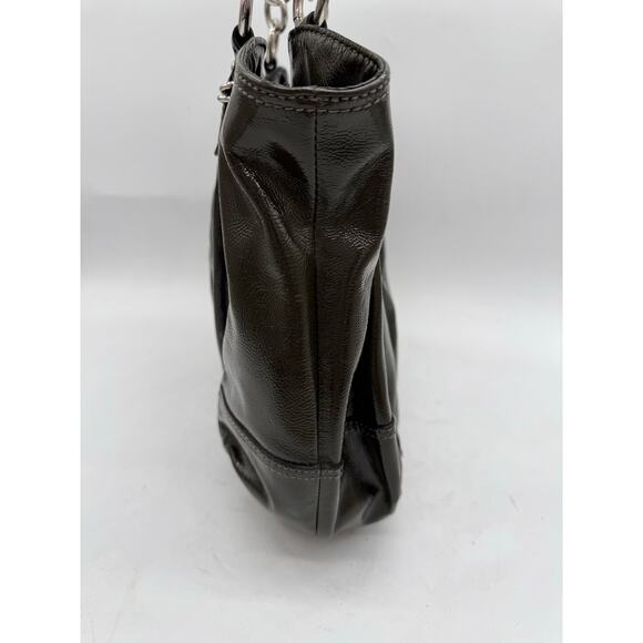 Coach Alexandra Large Dark Gray Patent Leather Hobo Tote Bag - Picture 4 of 10